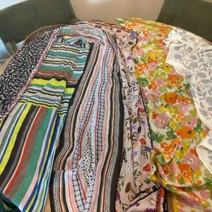 5 CAbi Designer Scarves | Floral, Leopard with 1 ivory/cream silk scarf